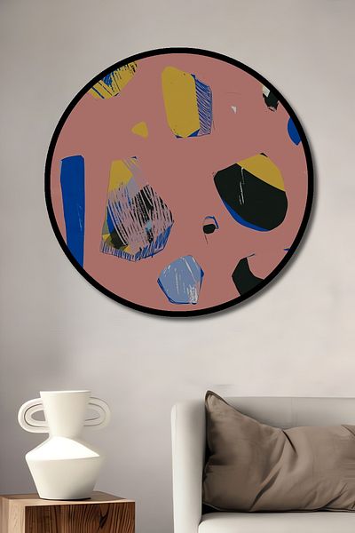 Teona Ahşap Modele geometrice colorate Decorative din lemn MDF rotund pentru casa, locul de munca pictura pe perete