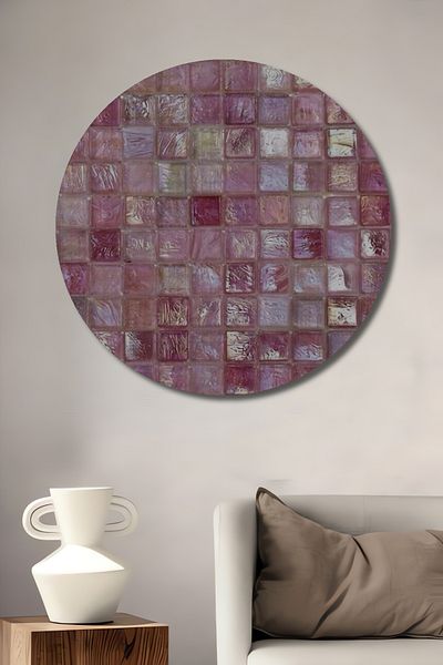 Teona Ahşap Mozaic roz cu model decorativ din lemn MDF rotund pentru pictura de perete acasa, loc de munca