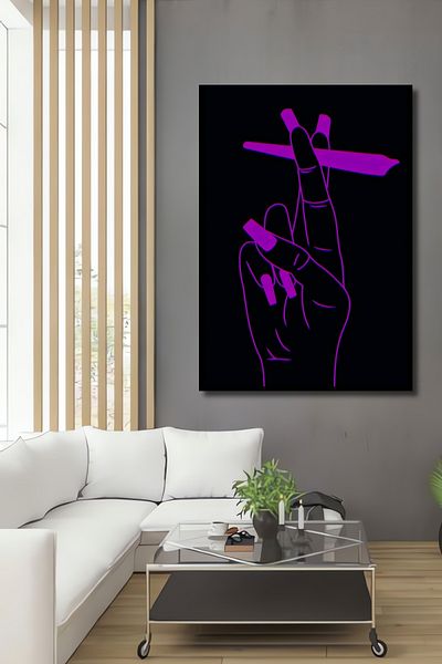 Teona Ahşap Ilustrație de mână în stil neon, dreptunghiular din lemn MDF, pictură murală pentru locuință, loc de muncă
