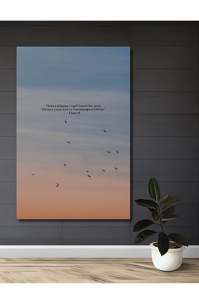 Teona Ahşap Sunset Birds Lemn MDF Dreptunghi Decorativ Acasă, Locul de Muncă Pictură Perete