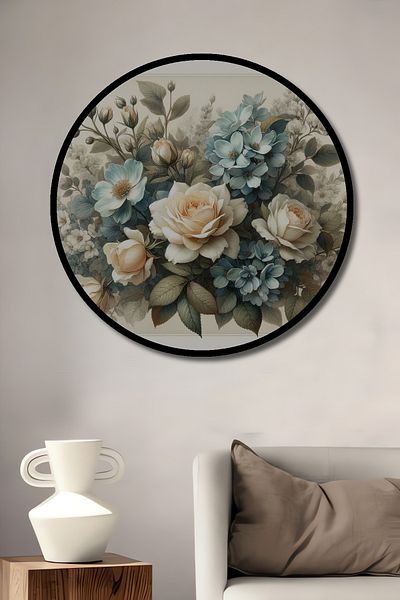 Teona Ahşap Buchet de flori fermecător din lemn MDF rotund decorativ pentru acasă, pictură murală la locul de muncă