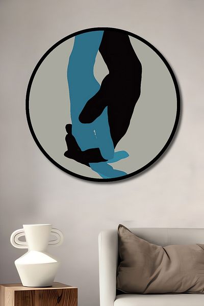 Teona Ahşap Mână în mână, decorativă minimalistă din lemn MDF, pictură rotundă pentru casă, loc de muncă