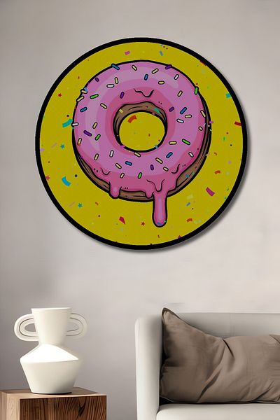 Teona Ahşap Gustosă gogoși roz din lemn MDF rotund decorativ pentru casă, pictură murală la locul de muncă