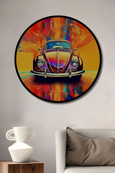 Teona Ahşap Colorat Retro Vosvos Lemn MDF Rotund Decorativ Acasă, Locul de Muncă Pictură Perete
