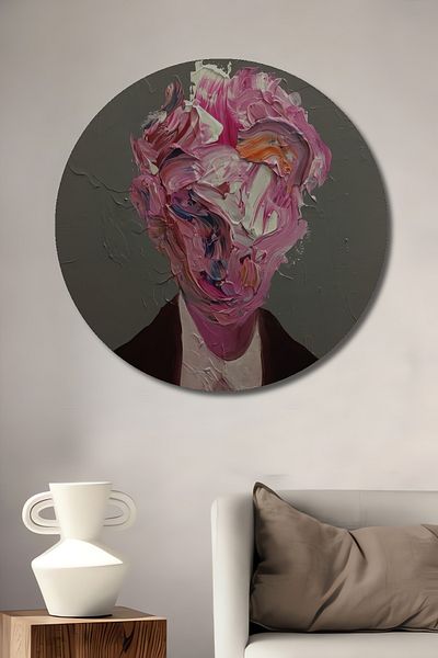 Teona Ahşap Pink Chaos Artă Abstractă Decorativă Lemn MDF Rotund Acasă, Locul de Muncă Pictură de perete