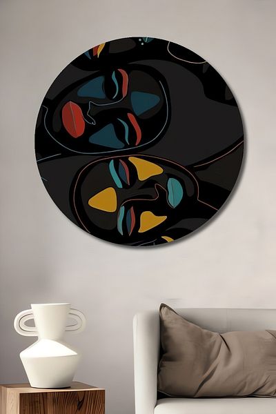 Teona Ahşap Portret abstract din lemn MDF rotund decorativ pentru casa, locul de munca pictura pe perete