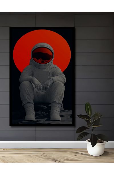 Teona Ahşap Astronaut și Lună Roșie Decorativ Lemn MDF Dreptunghi Acasă, Locul de Muncă Pictură Murală