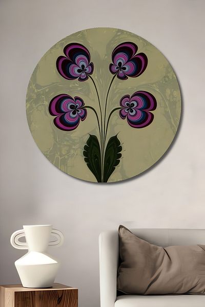 Teona Ahşap Model de lalele decorativ din lemn MDF rotund pentru pictura de perete acasa, loc de munca