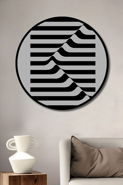 Teona Ahşap Motive de iluzie optică Decorativ din lemn MDF rotund pentru pictură pe perete acasă, la locul de muncă