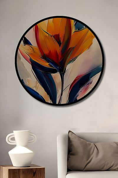 Teona Ahşap Floare colorată decorativă din lemn MDF rotund pentru acasă, pictură murală la locul de muncă