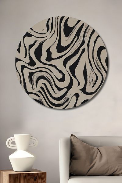 Teona Ahşap Model ondulat din lemn modern MDF rotund decorativ pentru acasă, pictură pe perete la locul de muncă