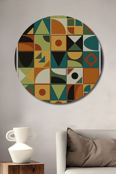 Teona Ahşap Modele geometrice colorate din lemn MDF rotund decorativ pentru casa, locul de munca pictura pe perete