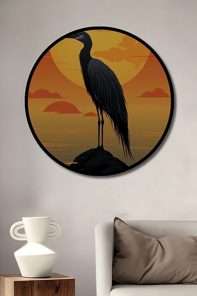 Teona Ahşap Stagnant Stork Decorativ Lemn MDF Rotund Acasă, Locul de Muncă Pictură Murală