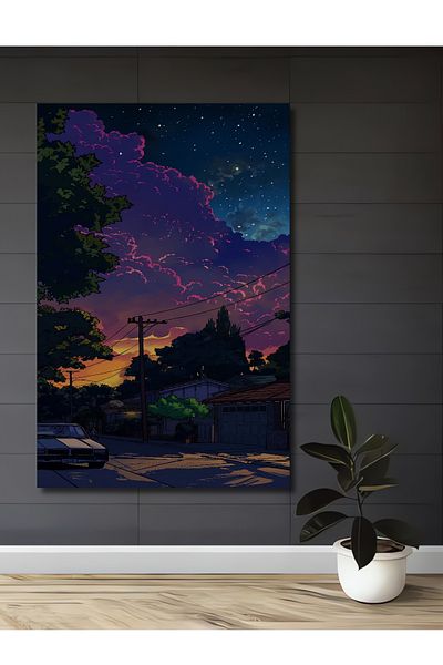 Teona Ahşap Mysterious Sunset Lemn MDF Dreptunghi Decorativ Acasă, Locul de Muncă Pictură Perete