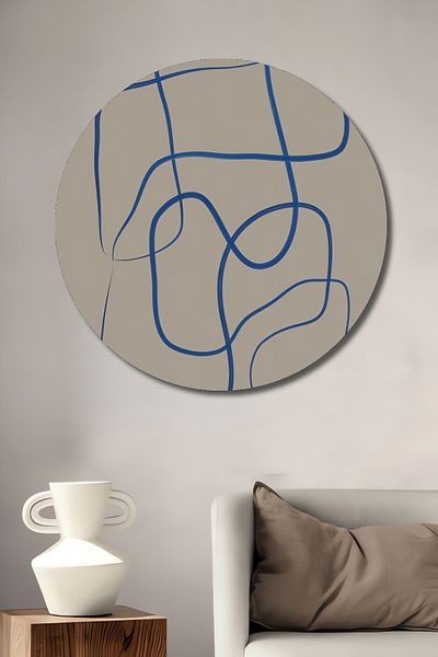 Teona Ahşap Modern Minimalist Blue Lines Decorativ Lemn MDF Rotund Acasă, Locul de Muncă Pictură Perete