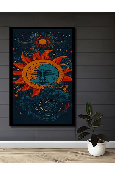 Teona Ahşap Sun Moon Cosmic Dream Decorativ Lemn MDF Dreptunghi Acasă, Locul de Muncă Pictură Perete