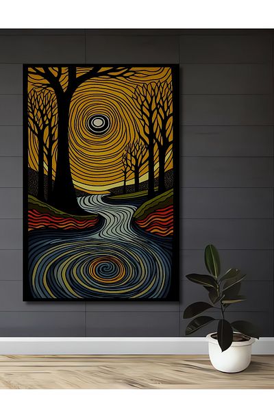 Teona Ahşap Peisaj Mysterious River Decorativ Lemn MDF Dreptunghiular Casa, Locul de Muncă Pictură Perete