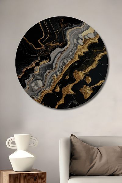 Teona Ahşap Abstrac Gold Wave Lemn MDF Rotund Decorativ Acasa, Locul de Afaceri Pictura Perete