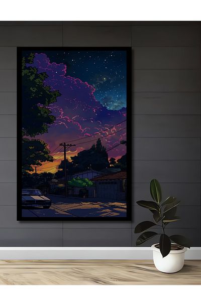 Teona Ahşap Mysterious Sunset Lemn MDF Dreptunghi Decorativ Acasă, Locul de Muncă Pictură Perete