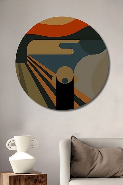 Teona Ahşap Peisaj Geometric Retro Lemn MDF Rotund Decorativ Acasă, Locul de Muncă Pictură Perete