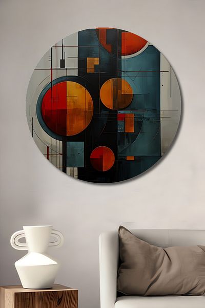 Teona Ahşap Artă abstractă geometrică decorativă din lemn MDF rotund pentru pictură murală acasă, la locul de muncă