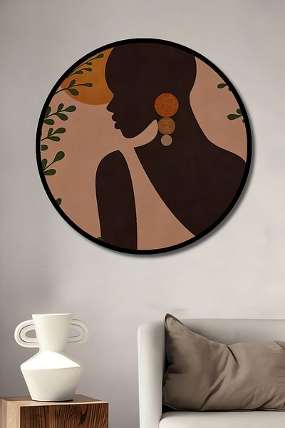 Teona Ahşap Siluetă etnică decorativă din lemn MDF rotund pentru casă, pictură murală la locul de muncă