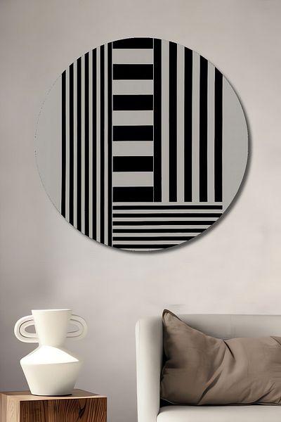 Teona Ahşap Linii geometrice moderne Decorative din lemn MDF rotund pentru pictura de perete pentru loc de munca