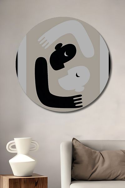 Teona Ahşap Îmbrățișare fețe minimaliste decorative din lemn MDF rotund acasă, loc de muncă pictură murală