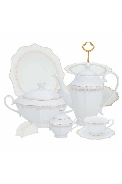 Alsaif Gallery Victoria gilded brown dining set, 65 pieces