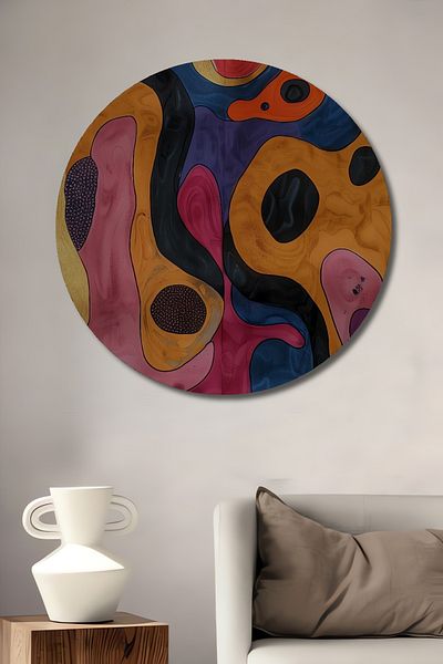 Teona Ahşap Waves Colorate Abstract Decorativ Lemn MDF Rotund Acasă, Locul de Muncă Pictură Perete