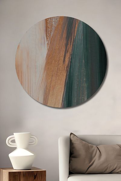 Teona Ahşap Abstract Brush Strokes Decorativ Lemn MDF Rotund Acasă, Locul de Muncă Pictură Perete