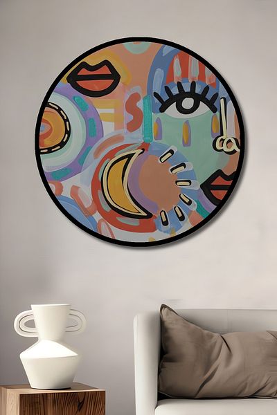 Teona Ahşap Fățe abstracte decorative din lemn MDF rotund pentru pictură murală acasă, la locul de muncă