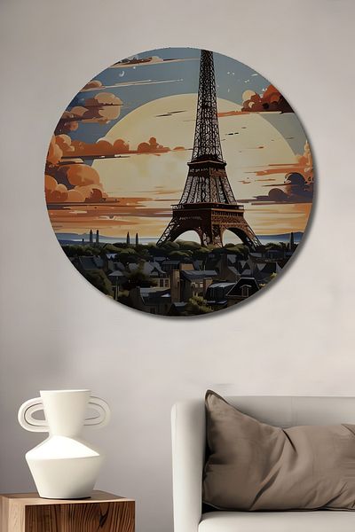 Teona Ahşap Paris Dream Decorativ Lemn MDF Casă Rotundă, Pictură Perete Locul de Muncă