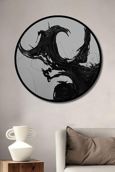 Teona Ahşap Spirală neagră Artă abstractă Lemn MDF Rotund Decorativ Acasă, Locul de muncă Pictură murală