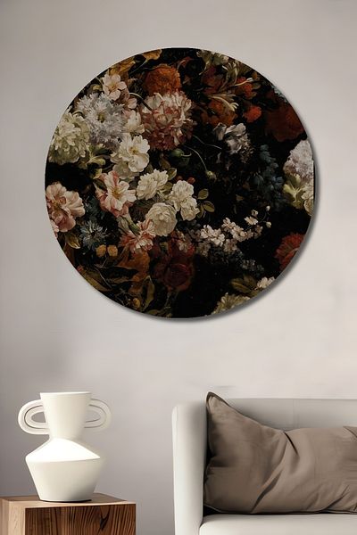 Teona Ahşap Model de flori baroc Decorativ din lemn MDF rotund pentru pictura de perete acasa, loc de munca