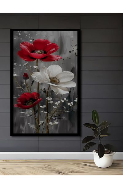 Teona Ahşap Flori Roșii și Albe Decorative Lemn MDF Dreptunghi Acasă, Locul de Muncă Pictură Perete