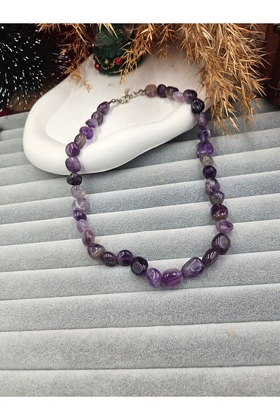 AURA Amethyst Natural Stone Necklace - Slouchy Cut