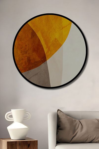 Teona Ahşap Apus de soare abstract decorativ din lemn MDF rotund pentru casa, locul de munca pictura pe perete