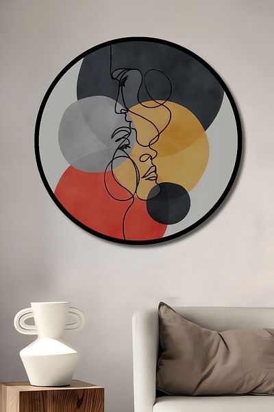 Teona Ahşap Artă minimalistă în linie decorativă din lemn MDF rotund pentru pictură pe perete acasă, la locul de muncă
