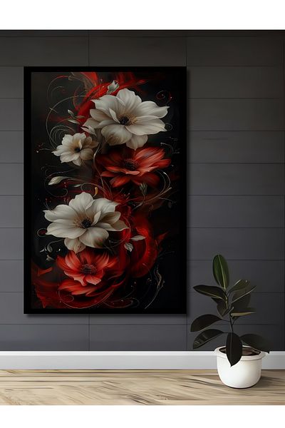 Teona Ahşap Flori Roșii și Albe Decorative Lemn MDF Dreptunghi Acasă, Locul de Muncă Pictură Perete