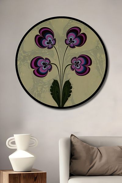 Teona Ahşap Model de lalele decorativ din lemn MDF rotund pentru pictura de perete acasa, loc de munca