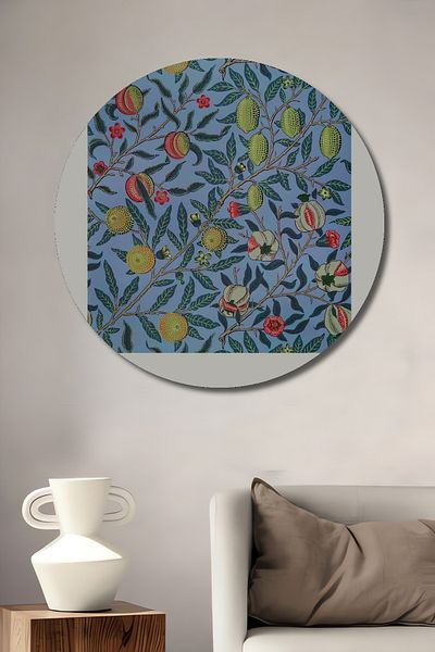 Teona Ahşap William Morris Model de fructe din lemn MDF rotund decorativ pentru casa, loc de munca pictura pe perete