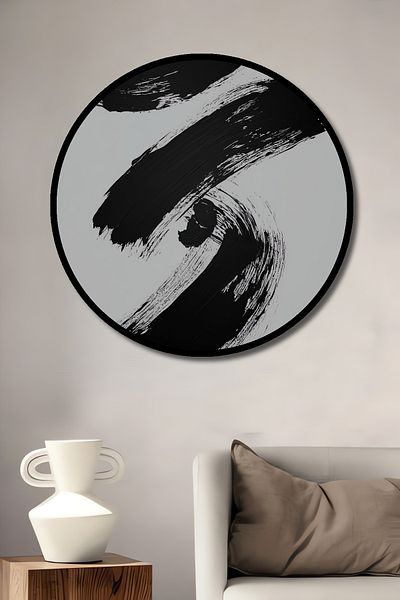 Teona Ahşap Abstract Brush Strokes Decorativ Lemn MDF Rotund Acasă, Locul de muncă Pictură murală