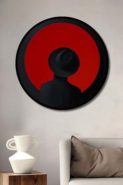 Teona Ahşap Cerc Roșu Modern Lemn MDF Rotund Decorativ Acasă, Locul de Muncă Pictură Perete