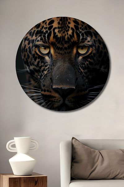 Teona Ahşap Strong Panther Wild Life Lemn MDF Rotund Decorativ Acasă, Locul de Muncă Pictură Murală