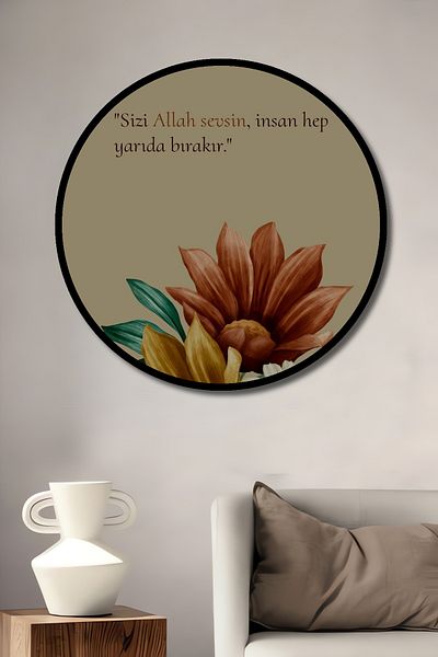 Teona Ahşap Pictură Religioasă Flori Inspiratoare Decorative Lemn MDF Rotund Acasă, Locul de Muncă Pictură de perete