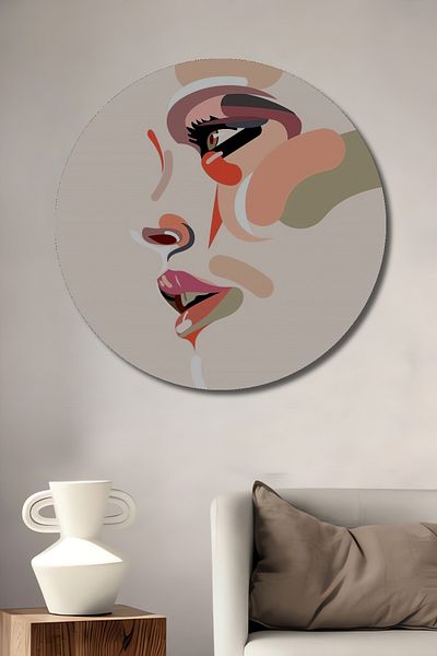 Teona Ahşap Față minimalistă modernă decorativă din lemn MDF rotund pentru casă, pictură murală la locul de muncă