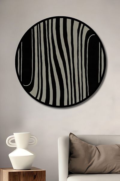 Teona Ahşap Artă abstractă ondulată decorativă din lemn MDF rotund pentru acasă, pictură murală la locul de muncă