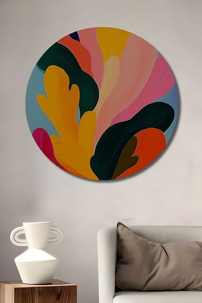 Teona Ahşap Colorat Abstract Lemn MDF Rotund Decorativ Acasă, Locul de Muncă Pictură Perete