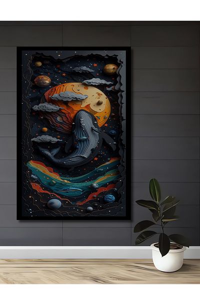 Teona Ahşap Mystic Whale Space Travel Decorativ Lemn MDF Dreptunghi Acasă, Locul de Muncă Pictură Perete